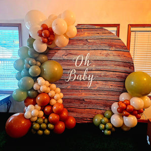 Mocsicka Wood Board Texture Oh Baby Bbay Shower Party Round Backdrop Cover