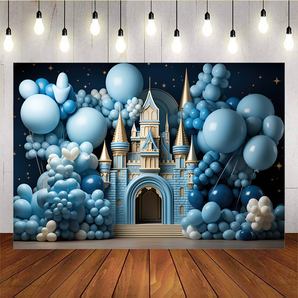 [Only Ship To U.S] Mocsicka Little Blue Castle Beautiful Backdrop