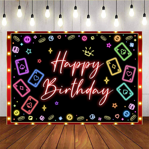 Mocsicka Happy Birthday Party Neon And Colorful Pattern Backdrop