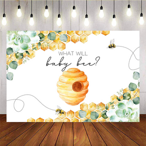 [Only Ship To U.S] Mocsicka What Will Baby Bee Baby Shower Backdrops