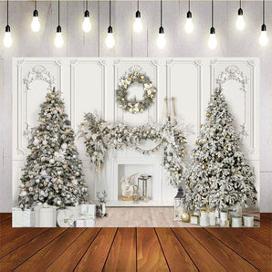 Mocsicka White Christmas Tree Decoration Background