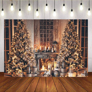 Mocsicka Home Christmas Tree Fireplace Background