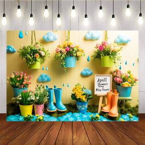 Mocsicka April Showers Bring May Flowers Backdrop C