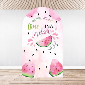 Mocsicka Our Little Sweetie Melon is One  Happy Birthday Party Double-printed Arch Cover Backdrop