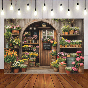 Mocsicka Fresh Flower Welcome Spring Backdrop B