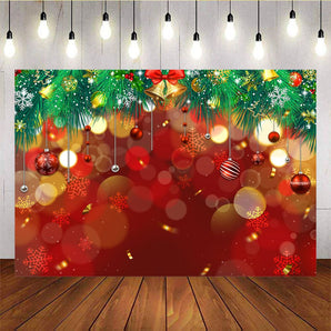 Mocsicka Snowflake Red Blurred Background  Christmas Party Photo Backdrop