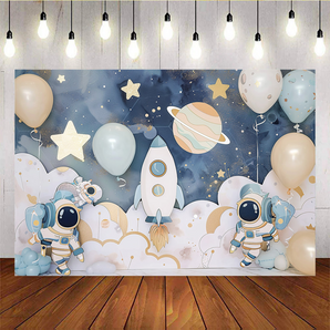 Mocsicka Astronauts Exploring Space Baby Shower Party Backdrops E