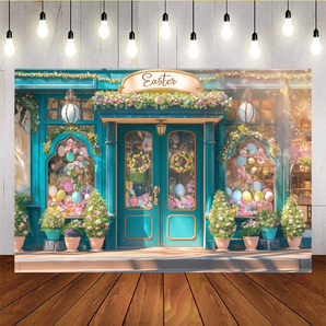 Mocsicka Easter Theme Egg Blue Shop Backdrop A