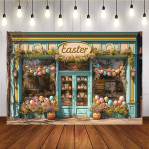 Mocsicka Easter Theme Egg Blue Shop Backdrop B