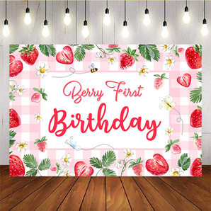 Mocsicka Strawberry Betty First Happy Birthday Backdrops