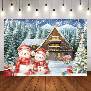 Mocsicka Cute Christmas Snowman With Red Hat Background