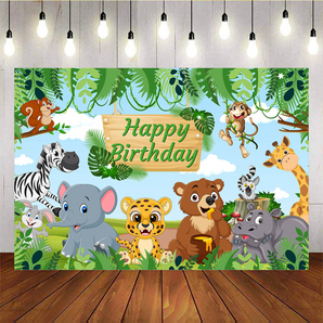 Mocsicka Zoo Party Happy Birthday Backdrops