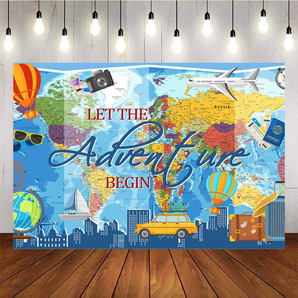 Mocsicka Let The Adventure Begin Happy Birthday Backdrops