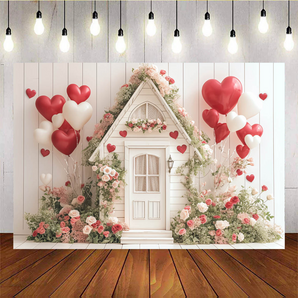 Mocsicka Valentine's Day Flower House And Balloon Backdrop K