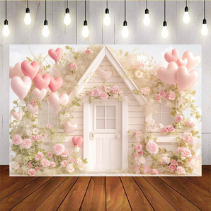 Mocsicka Valentine's Day Flower House And Balloon Backdrop L