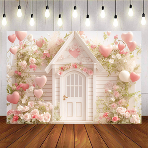 Mocsicka Valentine's Day Flower House And Balloon Backdrop O