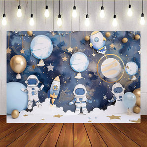 Mocsicka Astronauts Exploring Space Baby Shower Party Backdrops G