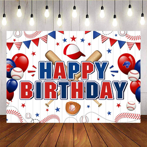 Mocsicka Baseball Sport Theme Happy Birthday Backdrops