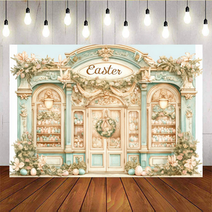 Mocsicka Easter Theme Egg Blue Shop Backdrop C