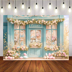 Mocsicka Easter Theme Egg Blue Shop Backdrop E