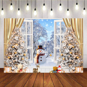 Mocsicka Golden Christmas Tree Snowman Background