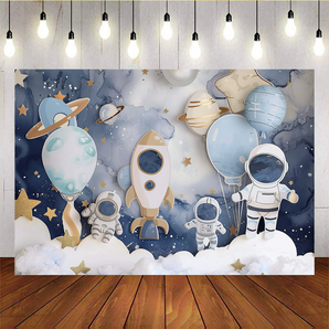 Mocsicka Astronauts Exploring Space Baby Shower Party Backdrops H