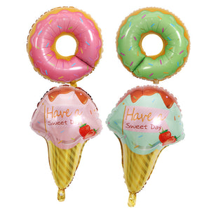 Mocsicka Summer Ice Cream Donut Party Decoration Foil Balloons- Giant 4Pcs