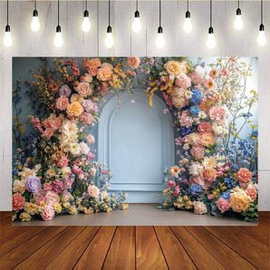 Mocsicka Romantic Flower Arch Wedding Photo Backdrop C