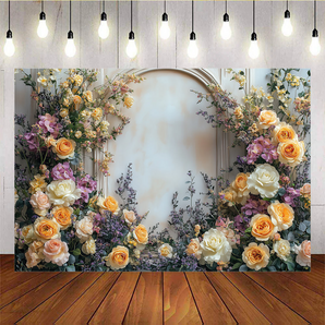 Mocsicka Romantic Flower Arch Wedding Photo Backdrop D