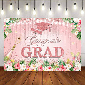 Mocsicka Congrats Grad Pink Backdrop