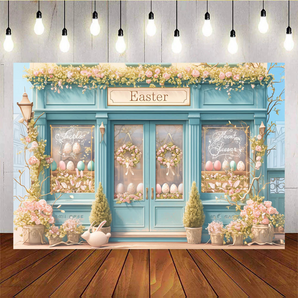 Mocsicka Easter Theme Egg Blue Shop Backdrop K