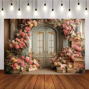 Mocsicka Romantic Flower Arch Wedding Photo Backdrop E