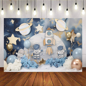 Mocsicka Astronauts Exploring Space Baby Shower Party Backdrops I