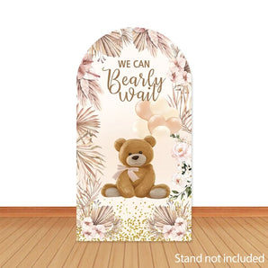 Mocsicka We Can Bearly Wait Baby Shower Double-printed Arch Cover Backdrop