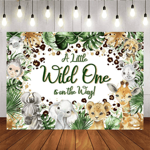 Mocsicka A Little Wild One Is On The Way Jungle Safari Baby Shower Backdrop