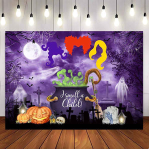 Mocsicka Halloween Theme I Smell a Child Backdrop for Party Decoration-Mocsicka Party