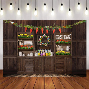 Mocsicka Spring Easter Bunny Carrot Banner Photo Backdrop