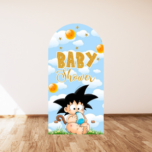 Mocsicka Dragon Ball Goku Baby Shower Party Double-printed Arch Cover Backdrop