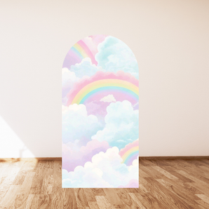 Mocsicka Rainbows and Clouds Double-printed Arch Cover Backdrop for Party Decoration