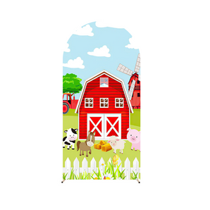 Mocsicka Farm Birthday Party Red Barn Double-printed Arch Cover Backdrop