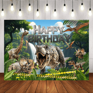 Mocsicka Jurassic Dinosaur World Wild Forest Backdrop for Boys Birthday