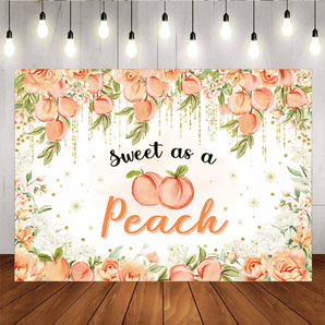 Mocsicka Sweet as a Peach Baby Shower Party Backdrop