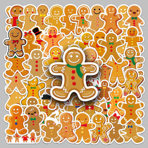 Mocsicka Party Christmas Gingerbread Man Cartoon Stickers Christmas Decor