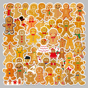 Mocsicka Party Christmas Gingerbread Man Cartoon Stickers Christmas Decor