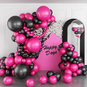 Mocsicka 130pcs Rose Red Black Birthday Party Decoration Balloon Arch Set