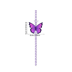 Mocsicka 48pcs Butterfly Themed Party Straw Supplies