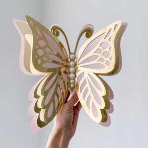Mocsicka Giant Double Layer Gold Hollow Butterfly 3D Stereo Wall Decor Sticker Party Decoration Accessories-12pcs