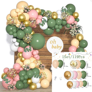 Mocsicka 119pcs Sage Green Baby Shower Party Decoration Balloon Arch Set