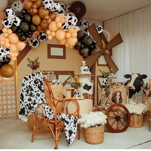 Mocsicka 158pcs Farm Themed Party Cow Pattern Balloon Arch Set