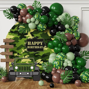 Mocsicka 142pcs Camouflage Green Jungle Theme Birthday Party Decoration Balloon Arch Set